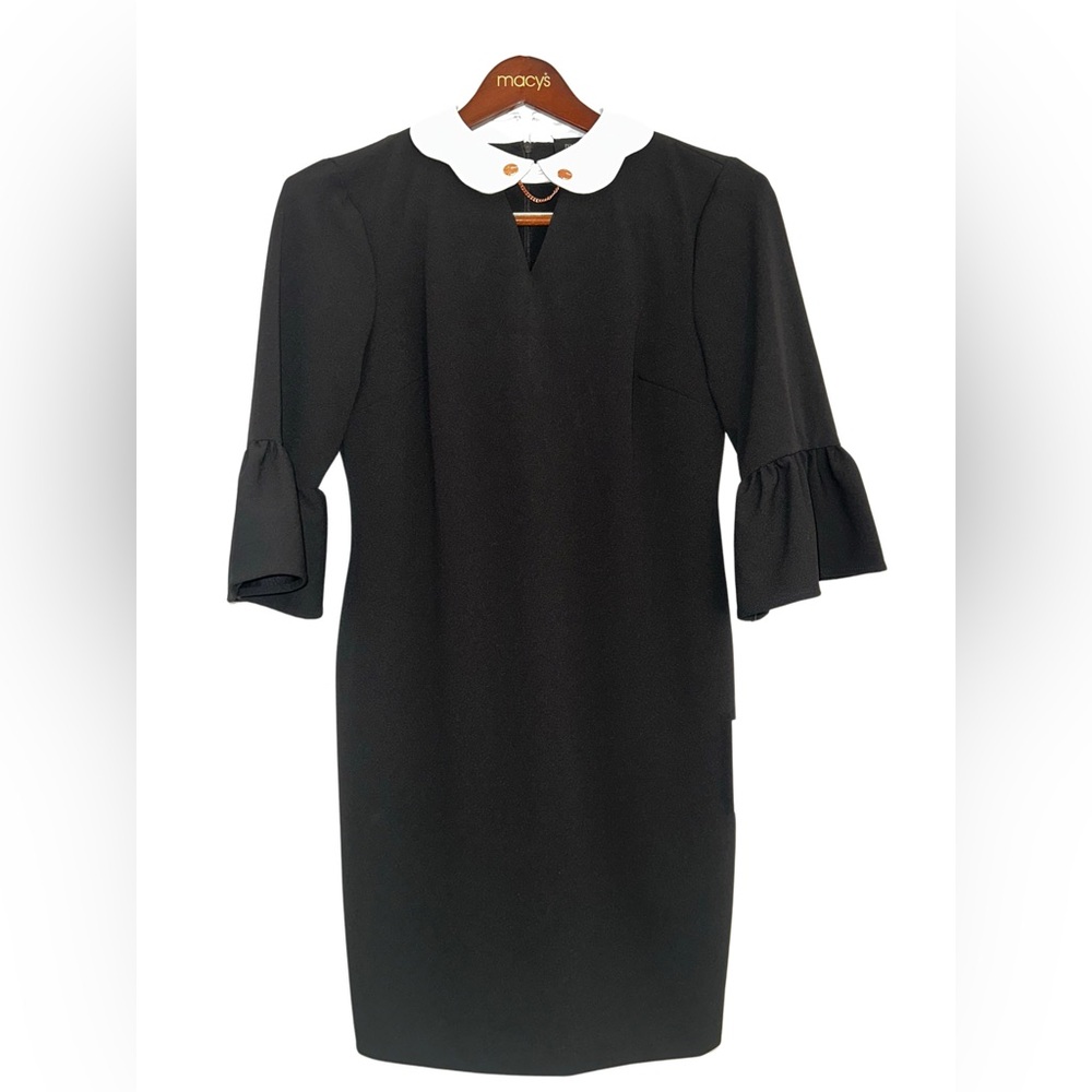 WONDERLAND Black Dress with White Peter Pan Collar